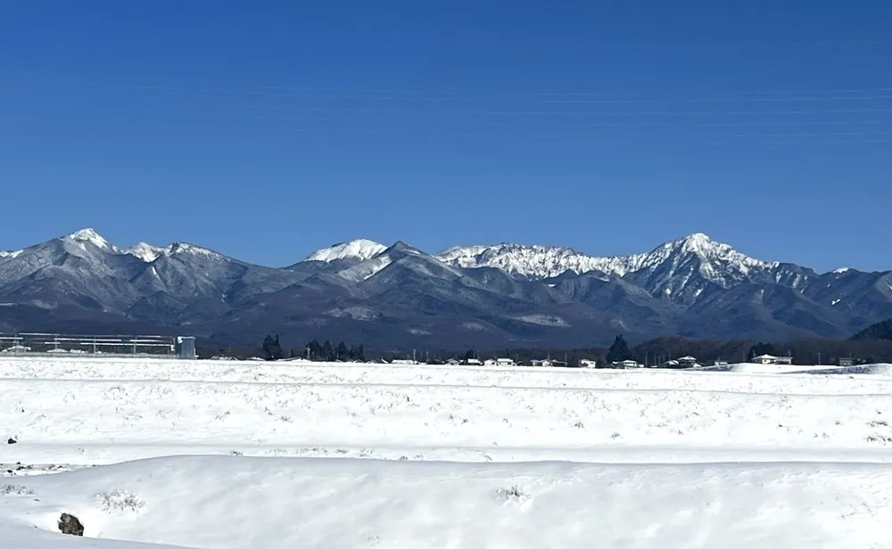 Snow-capped Yatsugatake in winter